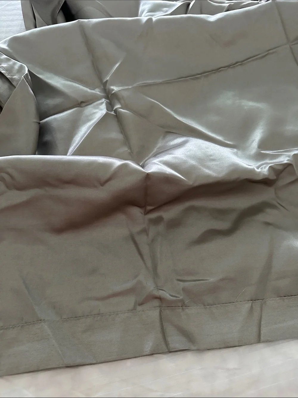 Pair of Grommet Curtain Panels 39x84L Metallic with Silver Gray Olive Hues